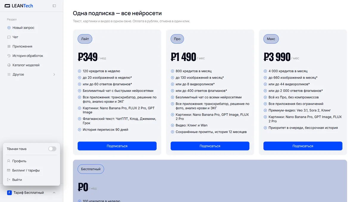 Оплата GigaChat картой РФ